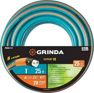 Поливочный шланг, 1" 25 м, 25 атм, пятислойный, текстильное армирование, GRINDA EXPERT 5 429007-1-25