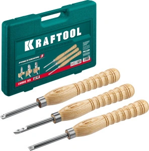 Набор ручных резцов по дереву, 3 предм., KRAFTOOL Precision-3 18369