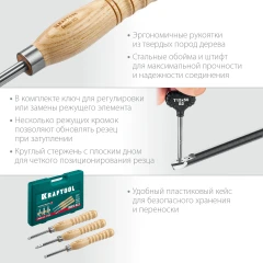 Набор ручных резцов по дереву, 3 предм., KRAFTOOL Precision-3 18369