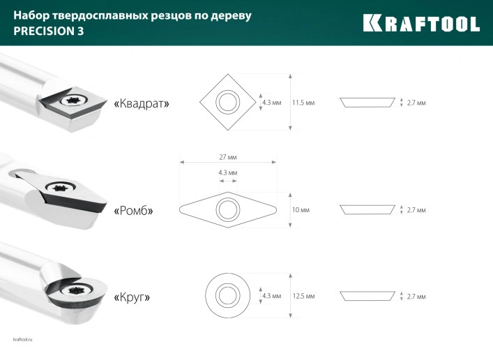 Набор ручных резцов по дереву, 3 предм., KRAFTOOL Precision-3 18369 — фото 14