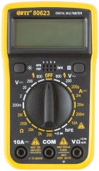 Мультиметр 0,1 мВ-600 В; 0,1 В-600 В; 1 мкА-10 А; 0,1 Ом-2 МОм; коробка FIT 80623