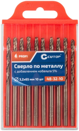Сверло по металлу Profi с кобальтом 5%, 3,2 x 65 мм (10 шт) CUTOP 48-32-10 — фото 3