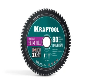 Диск пильный по дереву, Slim multi cut 190 х 30 x 1.6 мм, 80Т, KRAFTOOL 36957-190-30-80