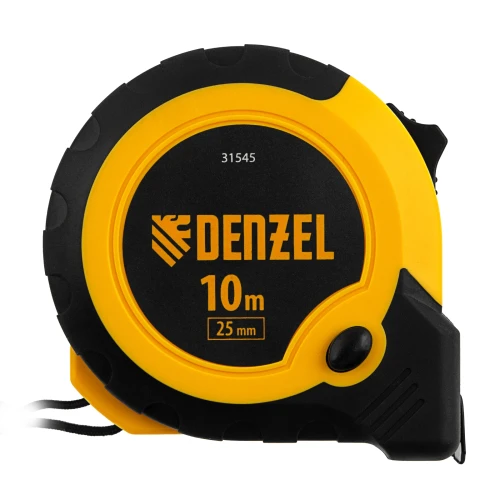 Рулетка 10м х 25мм, двухкомп. корпус, кнопка-пауза Denzel 31545 — фото 2