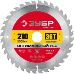 Пильный диск по дереву, 200 x 32/30 мм, 36T, Оптимальный рез ЗУБР 36912-210-32-36_z01
