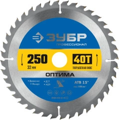 Пильный диск по дереву, 250 x 32 мм, 40Т, ЗУБР Оптима 36903-250-32-40_z01