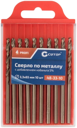 Сверло по металлу Profi с кобальтом 5%, 3,3 x 65 мм (10 шт) CUTOP 48-33-10 — фото 3