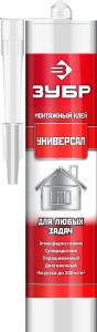 Универсальный монтажный клей, 300 мл, белый, ЗУБР 41331