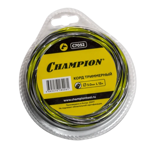 Леска для триммера Tornado 3.0мм* 12м (витой квадрат) Champion C7052 — фото 1