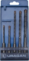 Набор SDS-plus буров, 5 шт: 5 х 110, 6 х 110, 6 х 160, 8 х 160, 10 х 160 мм, URAGAN 901-25554-H5