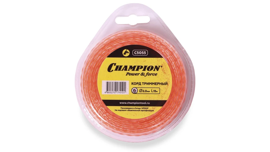 Леска для триммера Square Twist DUO 2.0мм *15м (витой квадрат) Champion C5055 — фото 1