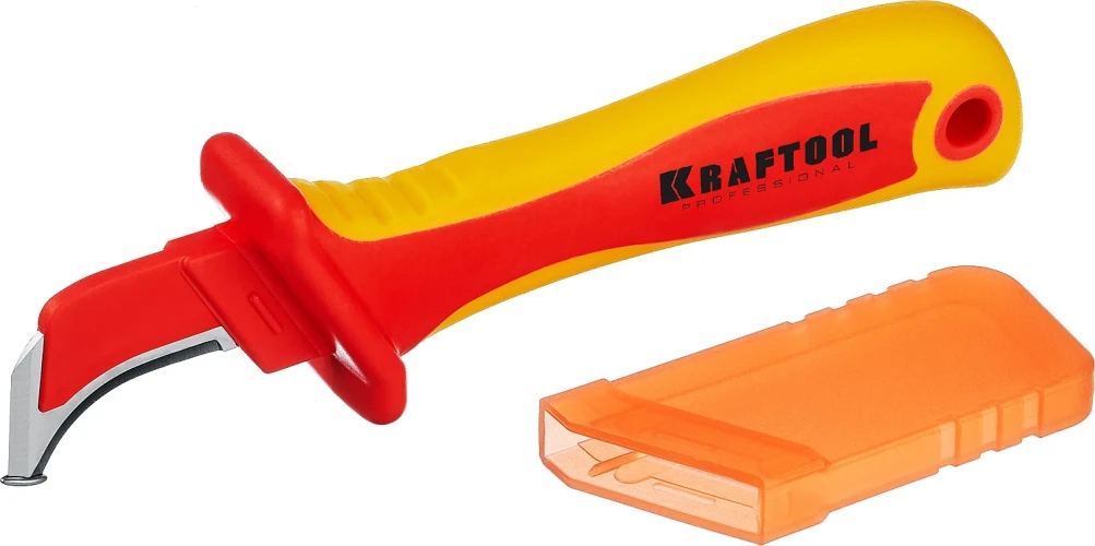 Диэлектрический нож электрика, 1000 В, изогнутый, KRAFTOOL KN-7 45400 — фото 1