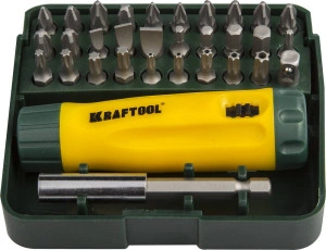 Реверсивная отвертка, 32 предм., с насадками, KRAFTOOL Kompakt-32 26142-H32