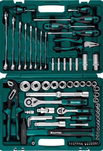 Универсальный набор инструмента, 76 предм., (1/2"+3/8"+1/4"), KRAFTOOL EXTREM-76 27889-H76 — фото 1