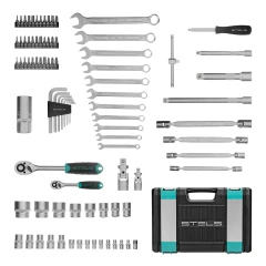 Набор инструментов, 1/2", 1/4", CrV, пластиковый кейс 88 предметов Stels 14109