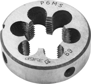 Плашка круглая машинно-ручная, М18 x 2.5 мм, сталь Р6М5, ЗУБР 4-28023-18-2.5