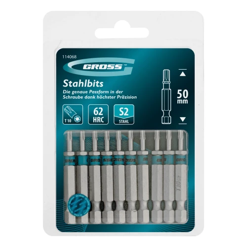Бита Torx 10х50мм, сталь S2, шестигр., 10 шт. Gross 114068 — фото 5