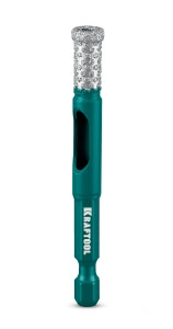 Вакуумное алмазное трубчатое сверло по керамограниту, HEX 1/4", KRAFTOOL VS DIAMOND d 8 29891-08