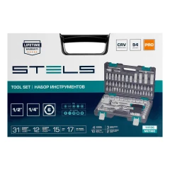 Набор инструментов, 1/2", 1/4", CrV, пластиковый кейс 94 предмета Stels 14106