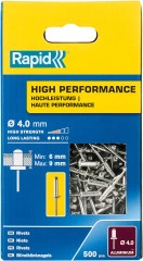 Алюминиевая высокопроизводительная заклепка, 4.0 х 12 мм, 500 шт, RAPID R:High-performance-rivet 5001434