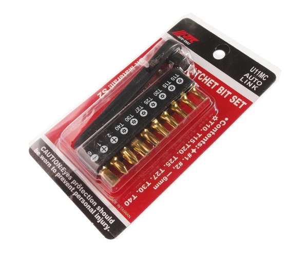 Набор бит 1/4" SL6, PH1-2, TORX, Т10Н-Т40Н с ключом трещоткой 11 предметов JTC-U11MC — фото 2
