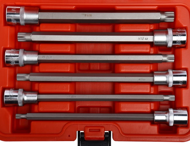Набор головок торцевых и насадок 1/2" 6-ти гранных M6-M14 удлиненные 6 предметов в кейсе JTC-7260 — фото 2