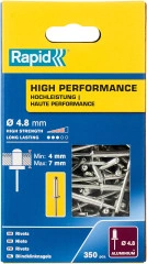 Алюминиевая высокопроизводительная заклепка, 4.8 х 10 мм, 350 шт, RAPID R:High-performance-rivet 5001435