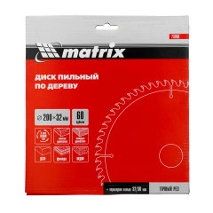 Пильный диск по дереву, 200 х 32 мм, 60 зубьев, кольцо 30/32 Matrix 73264