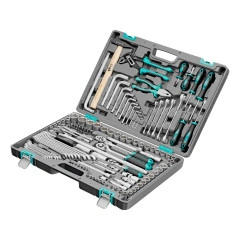 Набор инструментов, 1/2",3/8", 1/4", CrV, пластиковый кейс 142 предмета Stels 14107