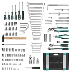 Набор инструментов, 1/2",3/8", 1/4", CrV, пластиковый кейс 142 предмета Stels 14107