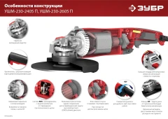 УШМ, 2400 Вт, d230 мм, ЗУБР УШМ-230-2405 П