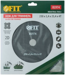 Нож для триммера, 4 лопасти, 2-х сторонние лезвия 230х25,4х4Т FIT 81974