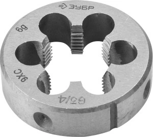 Плашка круглая ручная, сталь 9ХС, ЗУБР G 1/2" 4-28032-1/2