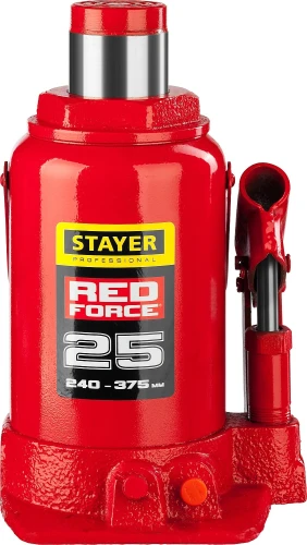 Бутылочный гидравлический домкрат, 25 т, 240 - 375 мм, STAYER RED FORCE 43160-25_z01 — фото 4