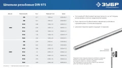 Резьбовая шпилька, кл. пр. 6.8, М20 x 1000 мм, 1 шт, ЗУБР DIN 975 30336-20-1
