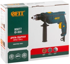 Дрель ударная 800 Вт; 0-3000 об/мин; КлП 13 мм; 1,85 кг; рез. накл.; коробка FIT 80077