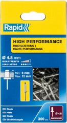 Алюминиевая высокопроизводительная заклепка, 4.8 х 16 мм, 300 шт, RAPID R:High-performance-rivet 5001438