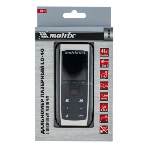 Лазерный дальномер LD-40,40 м,с электронным угломером Matrix 38015 — фото 10