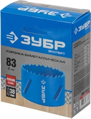 Сталь Р2М10К8, ЭКСПЕРТ-К8 83 мм биметаллическая коронка, ЗУБР 29531-083_z01