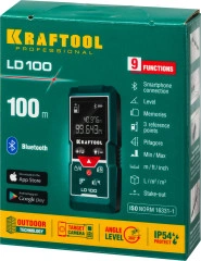 Лазерный дальномер, 5 см - 100 м, KRAFTOOL LD-100 34765