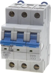Автоматический выключатель, 3P, 20А, C, 6кА, СВЕТОЗАР ВА-60 SV-49063-20-C