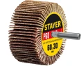 Круг шлифовальный лепестковый, d 60 x 30 мм, P60, на шпильке d 6 мм, STAYER 36608-060 — фото 1