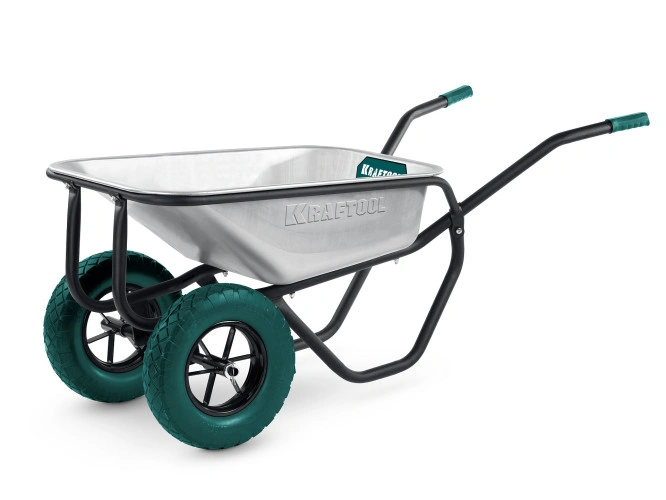 Тачка строительная, MAXDrive-2 110л, 280 кг, двухколесная, с трубным усилителем, кузов 0, 9 мм, полиуретановые колеса, KRAFTOOL 39860 — фото 1
