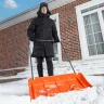 Движок для уборки снега пластиковый, 795х435х1280 мм, стальная рукоятка, усиленный СИБРТЕХ 61669 — фото 8