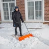 Движок для уборки снега пластиковый, 795х435х1280 мм, стальная рукоятка, усиленный СИБРТЕХ 61669 — фото 9