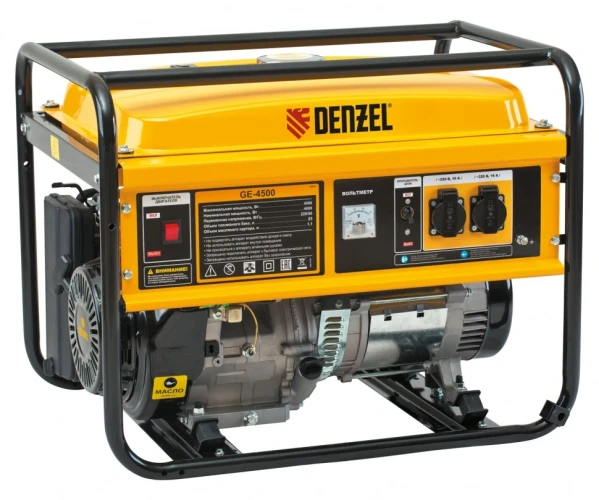 Генератор бензиновый GE 4500, 4.5 кВт, 220 В/50 Гц, 25 л, ручной старт Denzel 94636 — фото 1