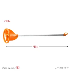Миксер для красок турбина, 80 х 400 мм, d 8 мм, пластмассовый, STAYER 06043-08-40