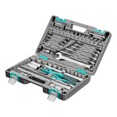 Набор инструментов 1/2", 1/4", CrV, 12 гранные головки, пластиковый кейс, 82 предмета Stels 14117