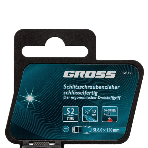 Отвертка SL8 x 150 мм, S2, трехкомпонентная рукоятка Gross 12119 — фото 4