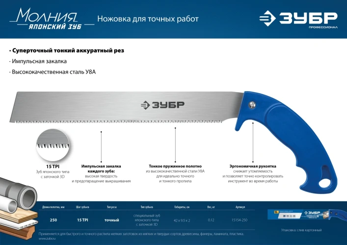 Универсальная ножовка, 250 мм, ЗУБР Молния 15 15154-250 — фото 11